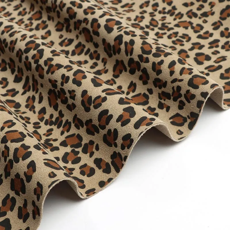 Kulit Microfiber Suede Sisi Ganda Motif Macan Tutul
